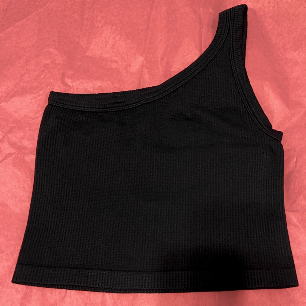 AMERICAN THREADS RIBBED CROP ONE SIZE BLACK